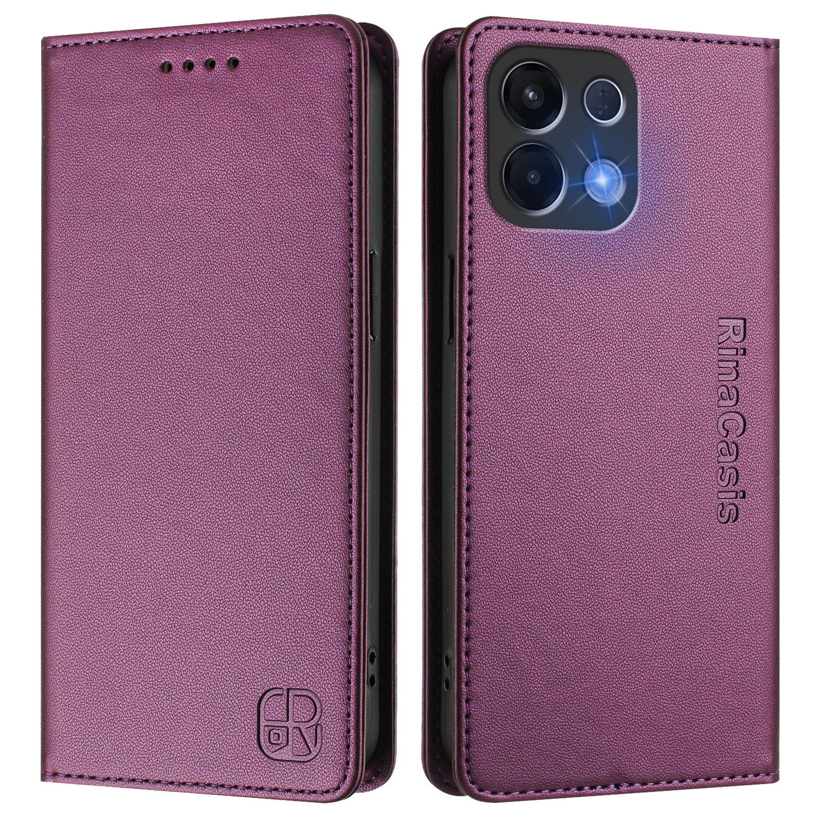 

For Oppo K13 5G Leather Case RINACASIS RC01 Phone Cover with RFID Blocking Wallet Stand Violet