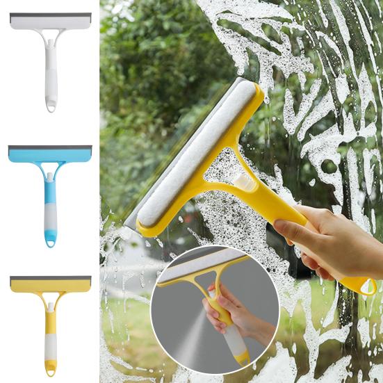 Glass Scraper with Integrated Spray Bottle 3-in-1 System Rubber Spatula Glass Scraper Household Cleaning Tool