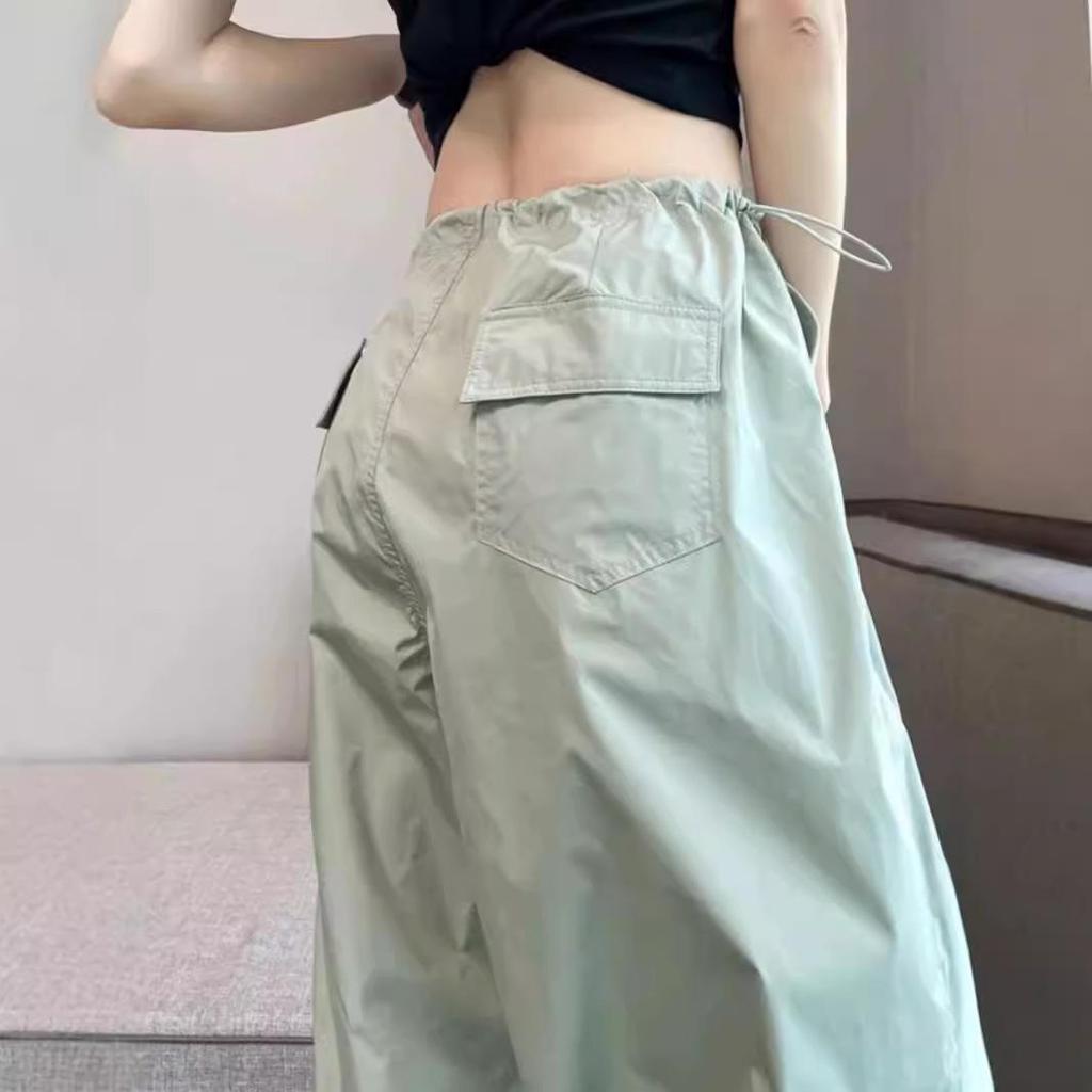 Women's Dopamine Paratrooper Jumpsuit: High-Waist, Loose-Fit, Wide-Leg Windbreaker Pants for Spring and Autumn