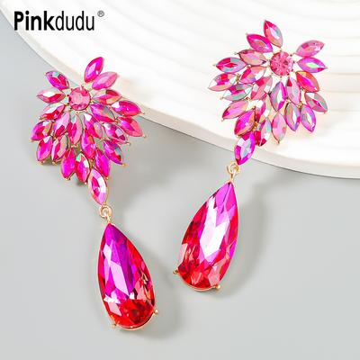 Fashion New Rose Red Acrylic Drop Earrings Charming Multicolor Flower Large Pendant Earring for Women Jewelry PD1066