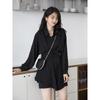 Women's Elegant Slim-Fit Long-Sleeve Shirt Dress: Waist-Cinching, Irregular Hem, French Style for Spring and Autumn