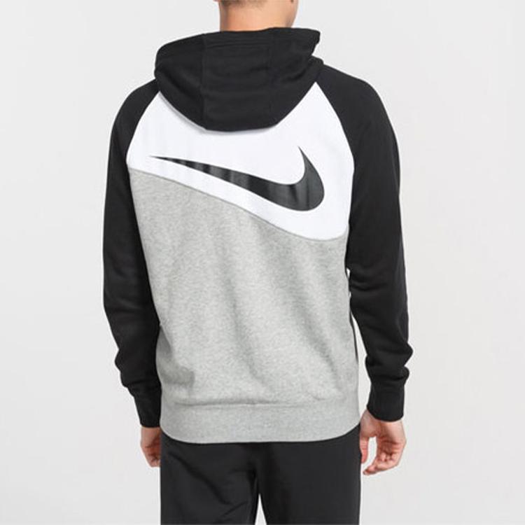 Nike Large Logo Zip Hoodie Jacket Men Outerwear Black White Gray BV5300-064