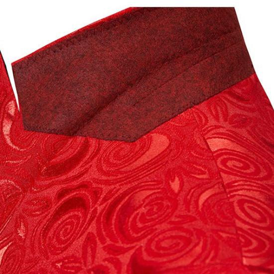 Mens Red Blazer Luxury Rose Patterned Jacquard Suit Jacket