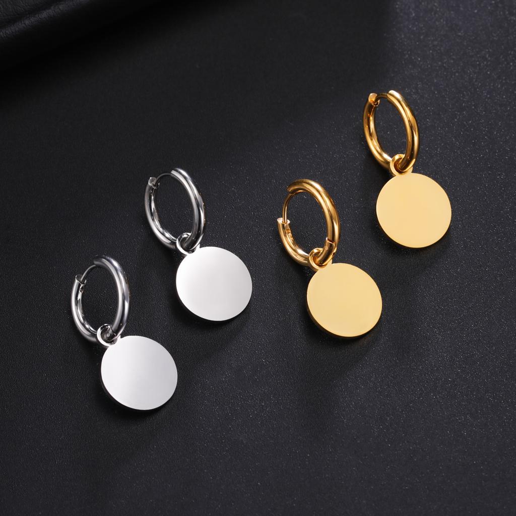 Cazador Minimalist Circle Round Pendant Drop Earrings for Women Stainless Steel Fashion Earrings Party Jewelry Birthday Gift