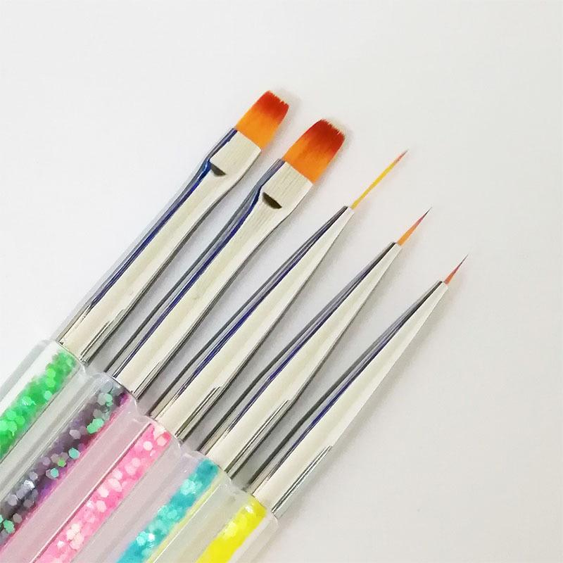 5/20 ks štětce na zdobení nehtů Tip na design Malování Kresba Kresba Tečkovací pero FlatFan Liner Akrylový gel UV lak Manikúra Nástroje