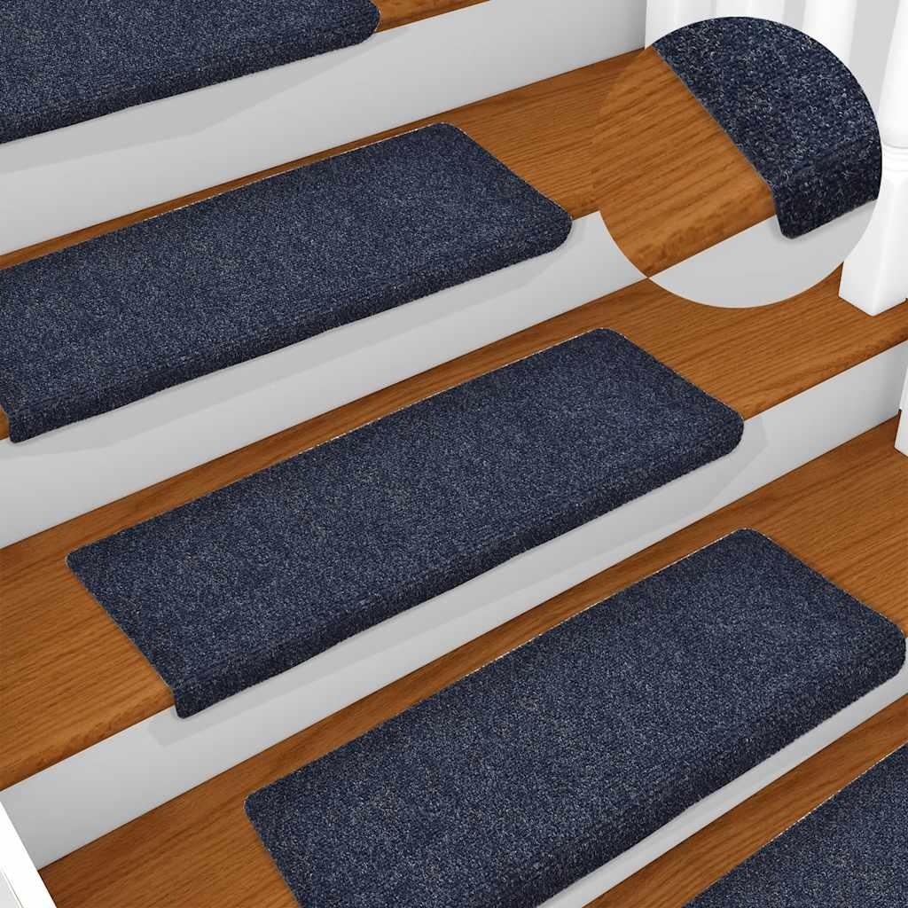 Vidaxl Maty Na Schody Samoprzylepne 15 Szt. 65X21X4 Cm Niebieskie Prostokątne Krawędzie