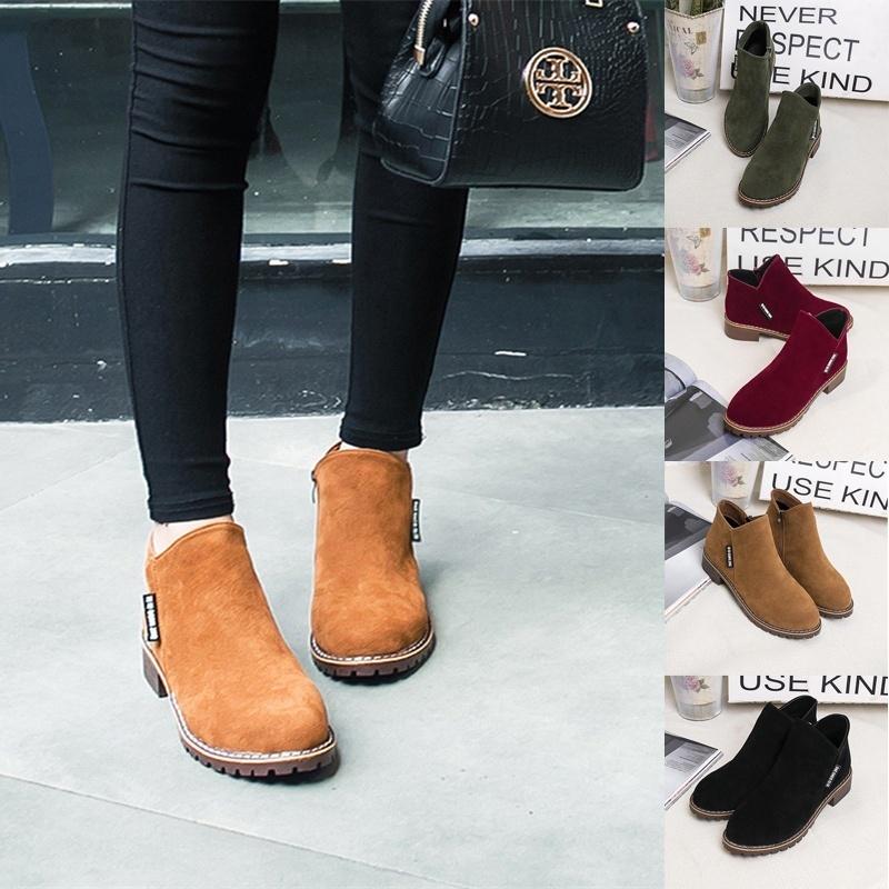 Botines de ante para mujer calentitos con cremallera, moda de invierno  comprar a buen precio — entrega gratuita, reseñas reales con fotos — Joom