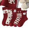 Berry Red Series Socks Season Korean Bear Versatile Stacking Socks New Year'S Socks