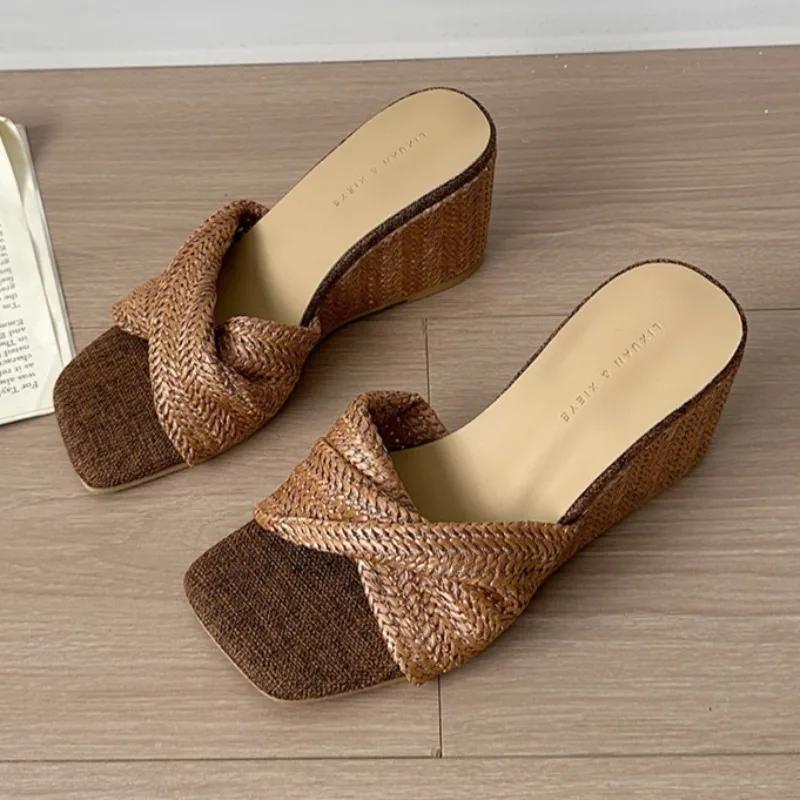 Fashion Wedges Women's Slippers High Heels Designer Shoes Summer Fashion Sandals 2025 Casual New Flip Flops Dress Sandalias De Mujer