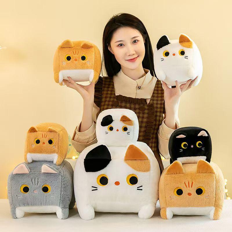 New popular square cat doll cute kitten plush toy student pillow children's gift