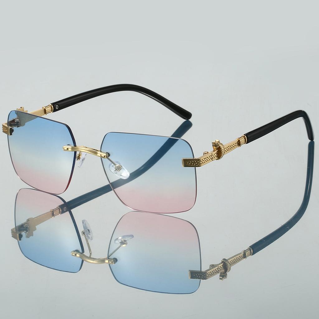 Rimless Square Sunglasses New Fashion Vintage Style Gradient Multi-color Sun Glasses Trendy Stylish Brand Design Shades