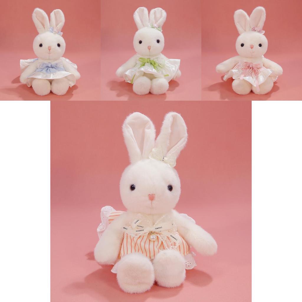 Plush Rabbit Toy With Dress And Bow Decoration For Girls