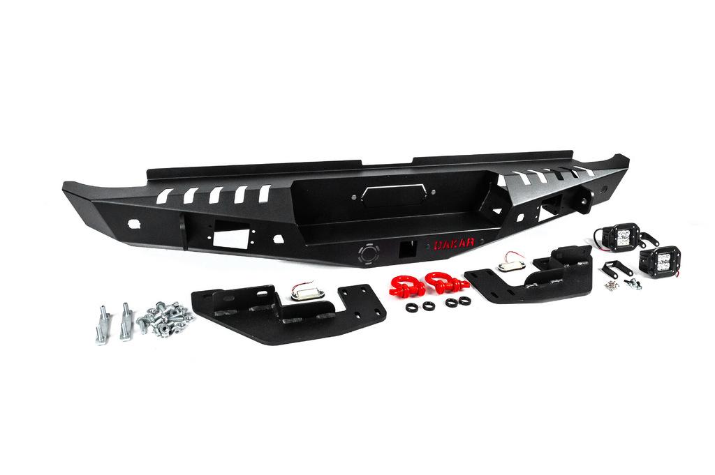 Reinforced Rear Bumper Dakar Black, for Sensor, with Backlight for Ford Ranger 2011-2022