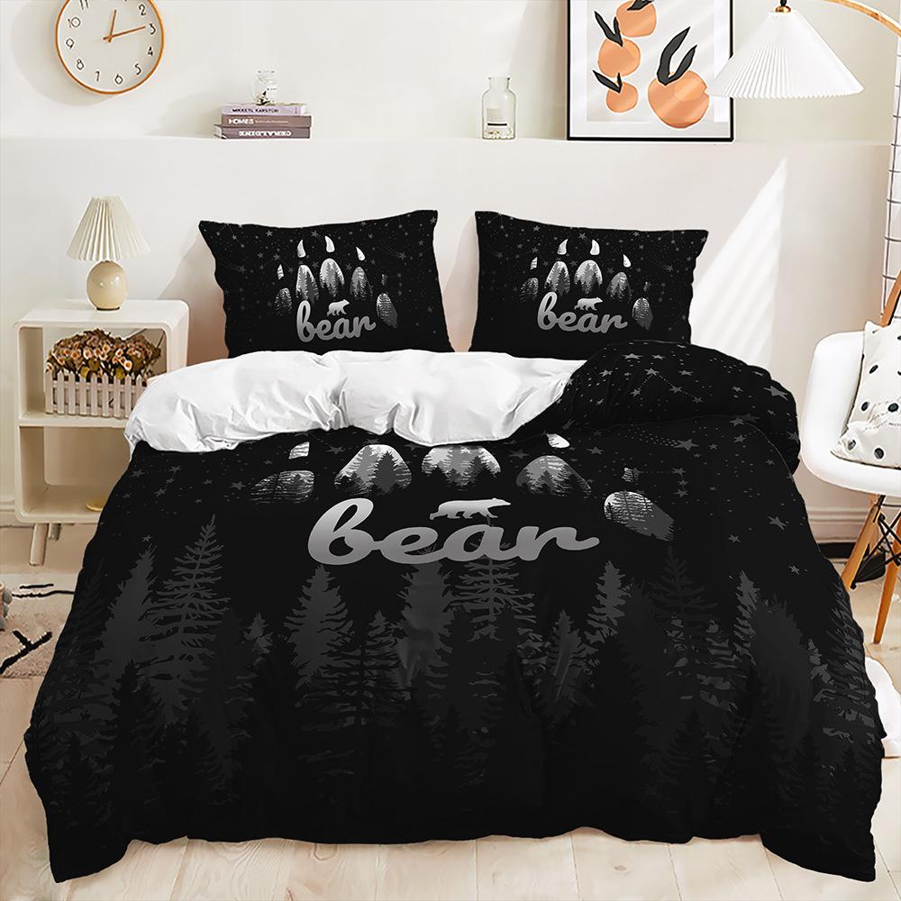 Three-Piece Animal Wolf Quilt Cover Digital Printing Kit Two-Piece Bedding