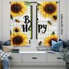 2Pcs Bee Happy Curtain Honeybee Sunflower Sunny Floral Garden Plant Leaves Suitable For Bedroom Bathroom Living Room Dining Room