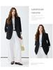 Women's Gray Suit Jacket - Autumn/Winter 2025 Casual Socialite Style with High Design Sense