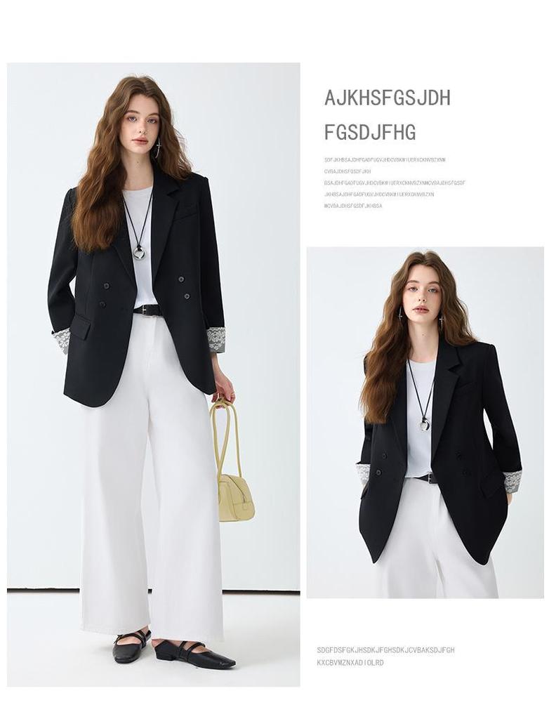 Women's Gray Suit Jacket - Autumn/Winter 2025 Casual Socialite Style with High Design Sense