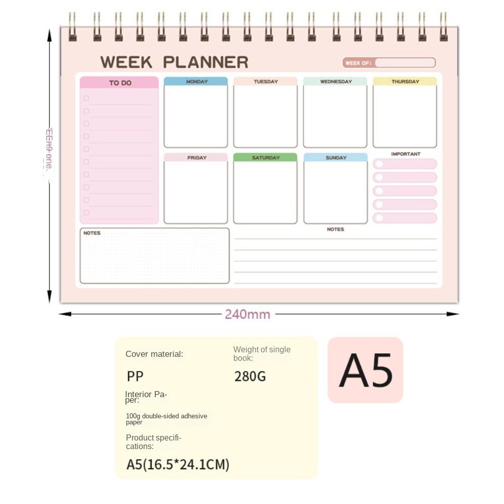 Spiral Notepad To Do List Notebook Stationery Weekly Planner Notebook Schedule Book  Desktop Note