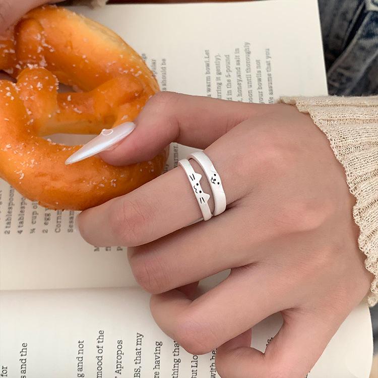 Children's Fun Animal Diary Ring: Versatile Adjustable Ring with Niche Creative Design for Women, Fashionable Open Style for Index Finger.