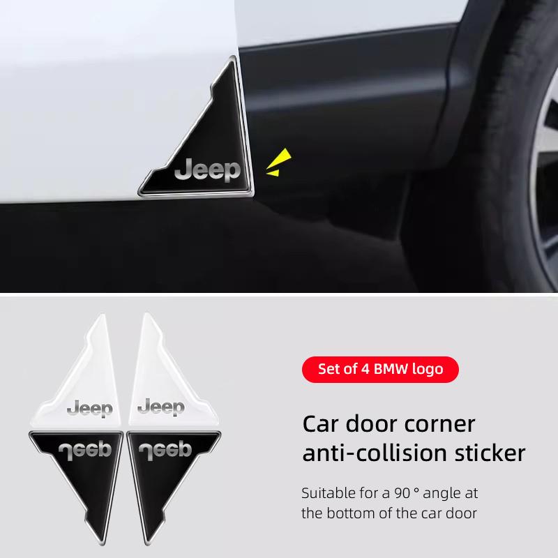4Pcs Car Door Corner Cover Anti-Scratch Protection Sticker For Jeep Grand Cherokee Wrangler JK Gladiator Compass Renegade