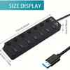 LED Göstergeli, Bağımsız Anahtar Kontrollü 4/7 Portlu USB 3.0 Hub (Dizüstü Bilgisayar, Flash Bellek, Sabit Disk, Yazıcı, Kamera, Klavye için)