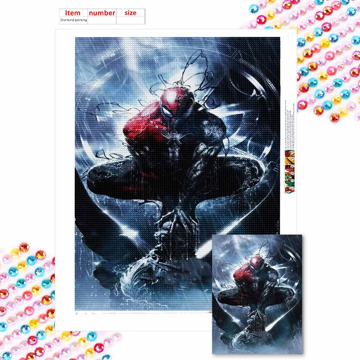 

Полная круглая алмазная живопись Человек-паук и Веном Искусство Стразы Картина Мозаика Сделай сам 5D Вышивка крестом Домашнее украшение Round 20x30cm