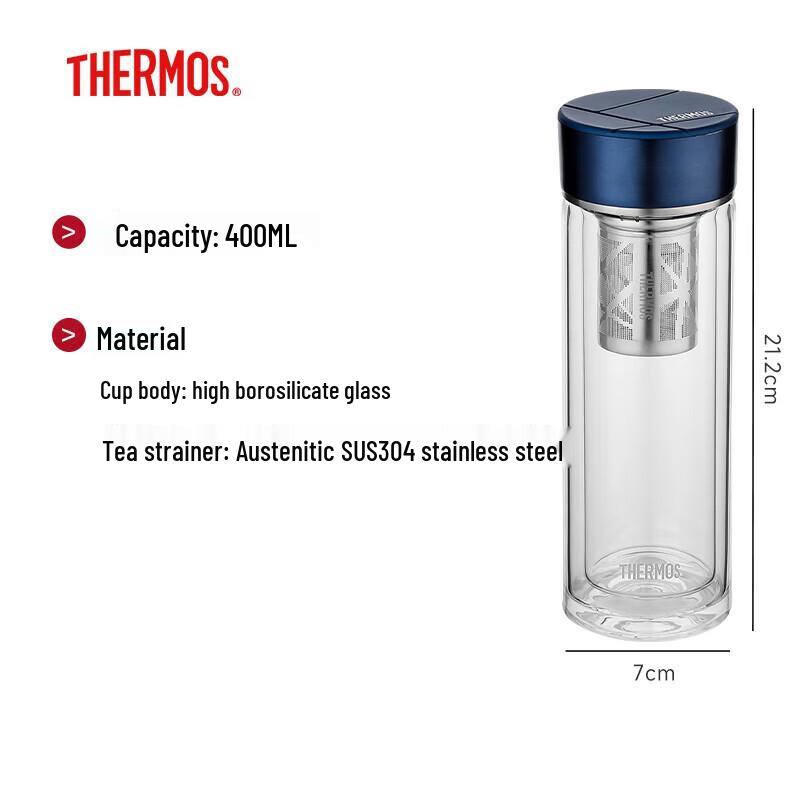 Thermos 400ml Double-Wall Glass Tea Bottle with Infuser