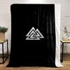 Valknut Symbol on Black Background printed Flannel blanket for bedroom, living room, sofa, and nap