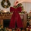 Classic Vintage Red Velvet Christmas Bow Drapey Silky Smooth Christmas Tree Bowknot with Lanyard Xmas Flannelette Bow Wedding