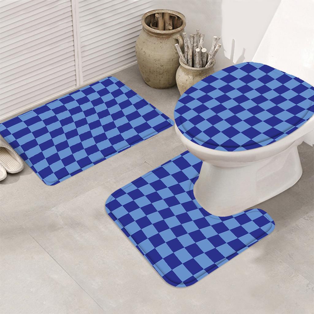 Fantasy Lattice Decorative Shower Curtain Bathroom Set - Machine Washable, With 12 Hooks, Including Toilet Seat Cover And Bathtu