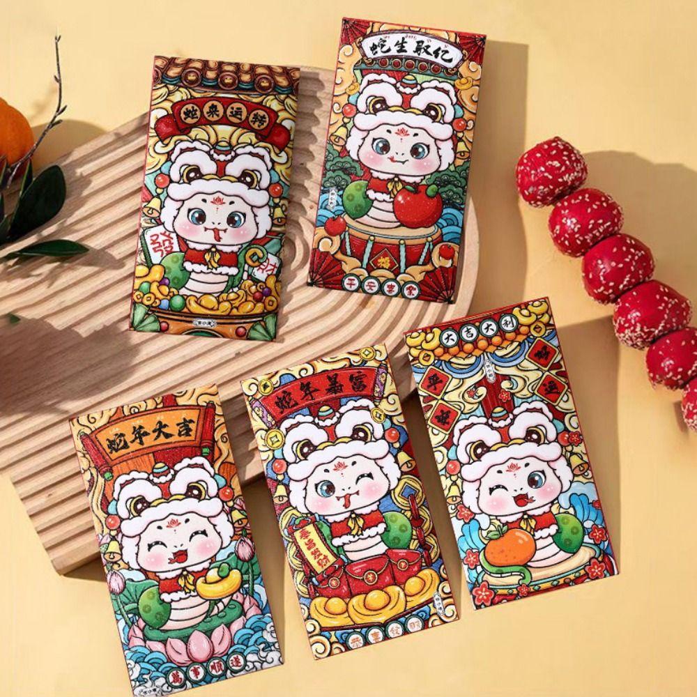 6pcs/set Chinese Style Red Envelope Traditional Blessing Pockets Lucky Money Bag Chinese New Year
