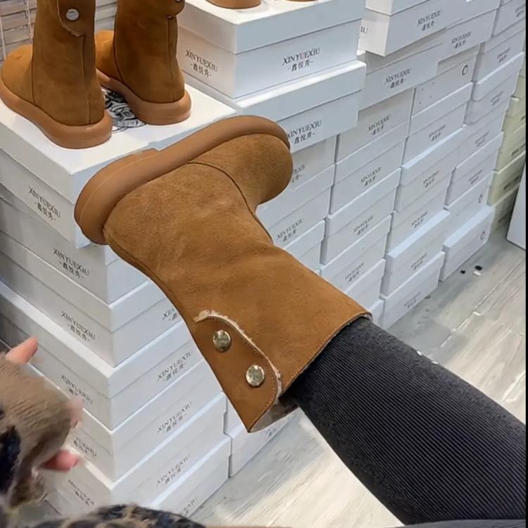 

Европейские матовые кожаные туфли из овечьей шерсти с лацканами, два способа носки, зимние хлопковые ботинки, короткие ботинки, тонкие маленькие женские туфли Boken 40