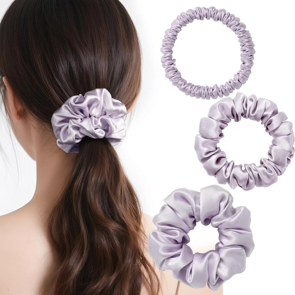 IRIYULI Silk Hair Scrunchies and 3 20 Natural Silk Hair Reduced Gentle On High Stylish Hair Accessories for Adults and Gift Ties, (1cm, 2cm, 3.5cm),