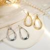 Sleek Geometric Oval Earrings with Silver Needle - Luxurious, Versatile Water Drop Pendant for Women