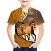 Summer Round Neck 3D Horse Pattern Printed Top Fashionable Casual Short Sleeved Children's Boy T-shirts