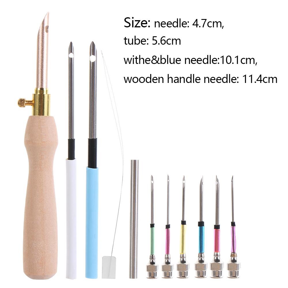 9Pcs/Box Embroidery Punch Needle Kit Magic Embroidery Threaders Needle Pen Weaving Stitching Tool Knitting Sewing Accessories