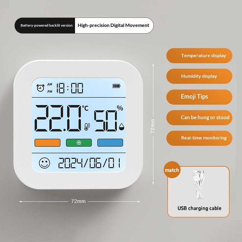 Bluetooth Digital Hygrometer Thermometer with Color Screen Large Display Indoor Temperature Humidity Monitor & Magnetic Back