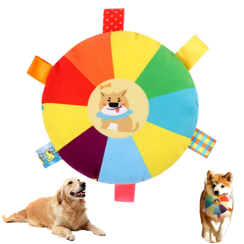 Funny Rainbow Plush Flying Saucer Dog Toys Outdoor Interactive Training Games Chew Toy Pets Flying Discs Toys Dog Accessories