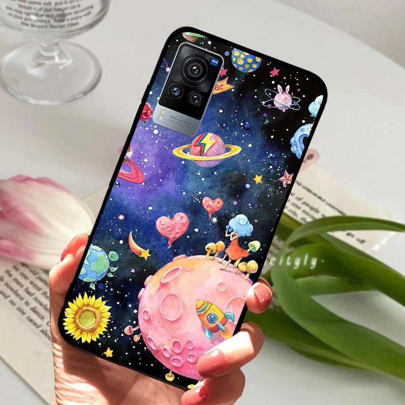 For VIVO X60 Pro 5G Case V2046 V2047A Cartoon Cute Matte Silicone TPU Soft Phone Cover For Vivo X60 X 60 Shockproof Coque Bumper