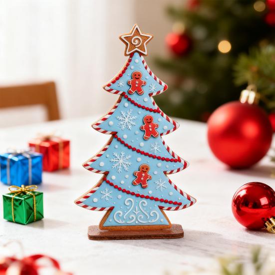 Christmas Tree Decor Candy Colors Gingerbread Man Design Wood Tabletop Decoration Wall Fireplace Shelf Ornament Gift