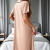 26QH Women's Lapel Short Sleeve Summer Nightgown - Loose, Sexy Pajama Dress for Spring & Autumn