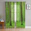 Simple Woods Green Trees Tulle Voile Curtains Bedroom Hotel Home Decor Sheer Curtains for Living Room Chiffon Printed Drapes