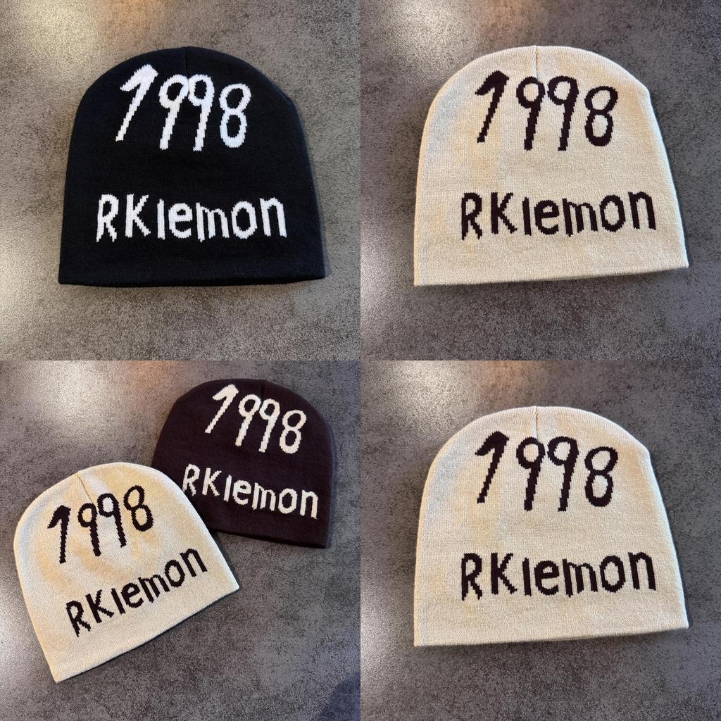 Autumn Winter Knitted Hat With 1998 Rkiemo Letter Pattern For Streetwear And Warmth