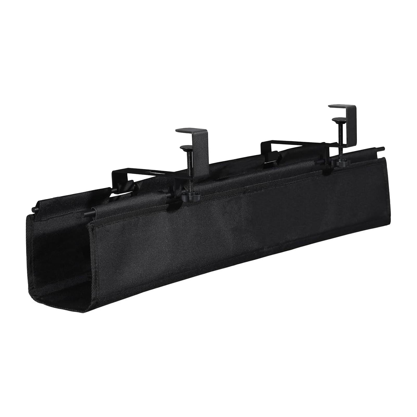 

Коробка для прокладки кабелей под столом Скрытый органайзер для проводов с прочным C-образным зажимом для офиса и дома, черная ткань