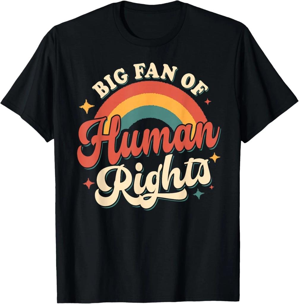 Funny Design Big Fan of Human Rights - Retro Rainbow Gift Unisex T-Shirt