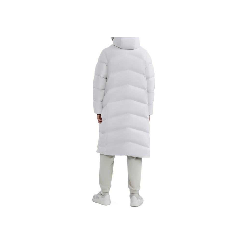Anta Logo Print Zip-Up Hooded Down Jacket Unisex Outerwear White 952247970-1