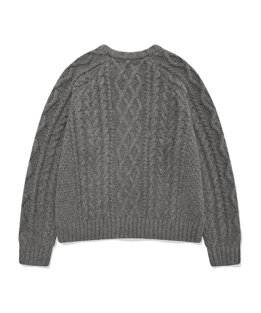 COVERNAT WOMAN Raglan Cable Knit Melange Gray