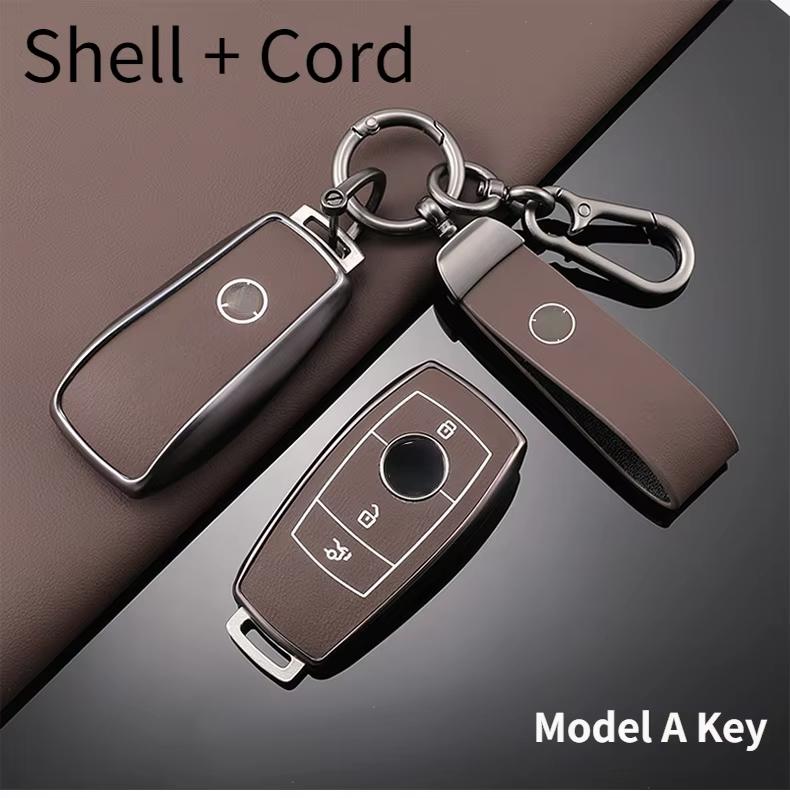 For Mercedes-Benz TPU Car Key Cover E-Class/Class E300L/C260L/A200L Car Key Decorative Leather Pattern All-Pack Protective Case