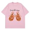 Cute Shrimp Holding Martini Cocktail Funny Friendshrimp Meme Tshirts Unisex Unisex Fashion Hiphop Loose Casual Cotton Tshirts