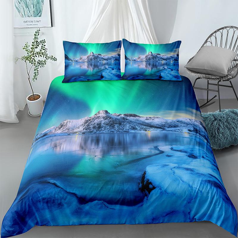 3D Landscape Bedding Set Printed Scenic Tree Sun Duvet Cover Pillowcases for Home Bedroom Twin Queen King Size